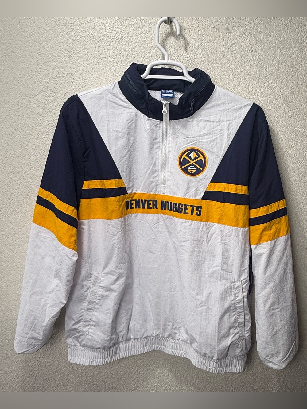 Denver Nuggets Pack It Up Jacket Mens L White NBA Basketball 1/4 Zip Ultra Game